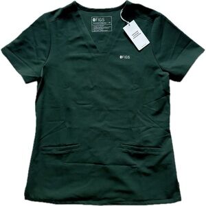 NWT - FIGS British Racing Green Casma Three Pocket Scrub Top XS